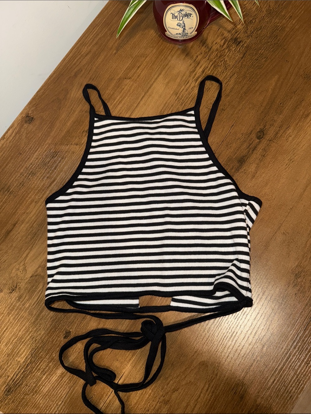 Forever 21 Black and White Striped Crop Tank